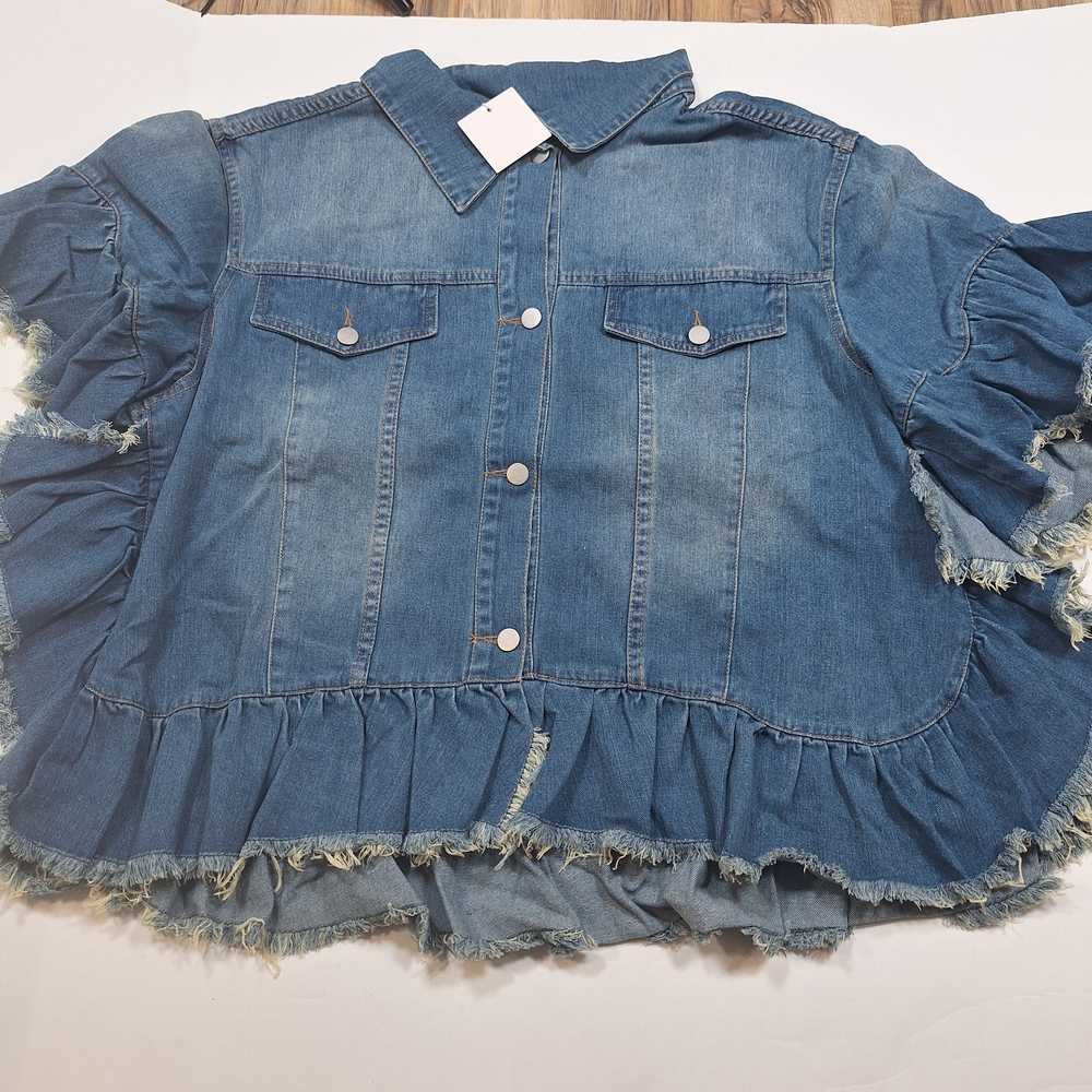 Denim Ruffle Kids Jacket